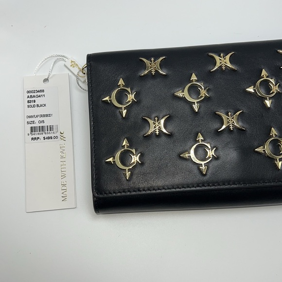 🖤💛NWT CAMILLA GOLD CHAIN FLAP CROSSBODY BAG IN SOLID BLACK WITH GOLD HARDWARE - Picture 10 of 16